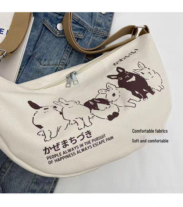 Nischen Damen Canvas Knödel Umhängetasche - 2024 Frühling/Sommer, Große Kapazität, Lässige Studenten Schultertasche