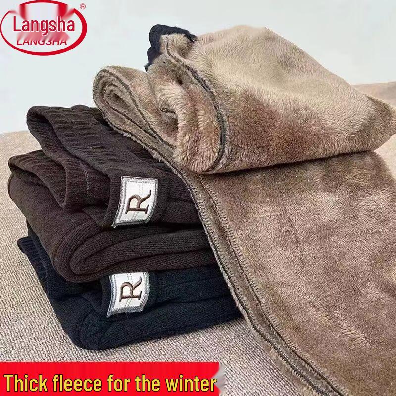 LANGSHA Women's Winter Plus-Velvet High-Waist Thermal Stirrup Harem Pants