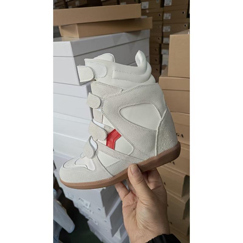 Уличный осенний новый стиль липучка невидимая внутренняя высота увеличивающая женская обувь танкетка цветовая гамма спортивная повседневная обувь хайтопы 35