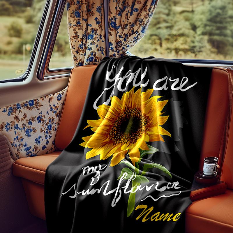 Sunflower Blanket Personalized Name Soft Comfortable Stylish Blanket Car Blanket Perfect For Travel Camping Outdoor Home Suitable For All Seasons