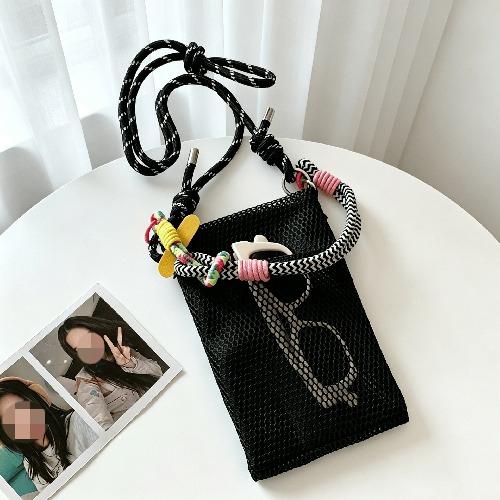 Fresh and Sweet Mobile Phone Bag Girls Summer Outdoor Travel All-match Shoulder Bag Messenger Mesh Portable Storage Bag