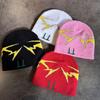 Solid Color Letter Pgwer Trendy Pattern Knitted Hat Wind Protection Teens For