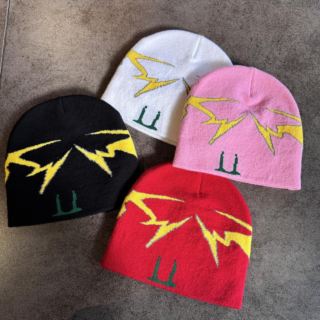 Solid Color Letter Pgwer Trendy Pattern Knitted Hat Wind Protection Teens For