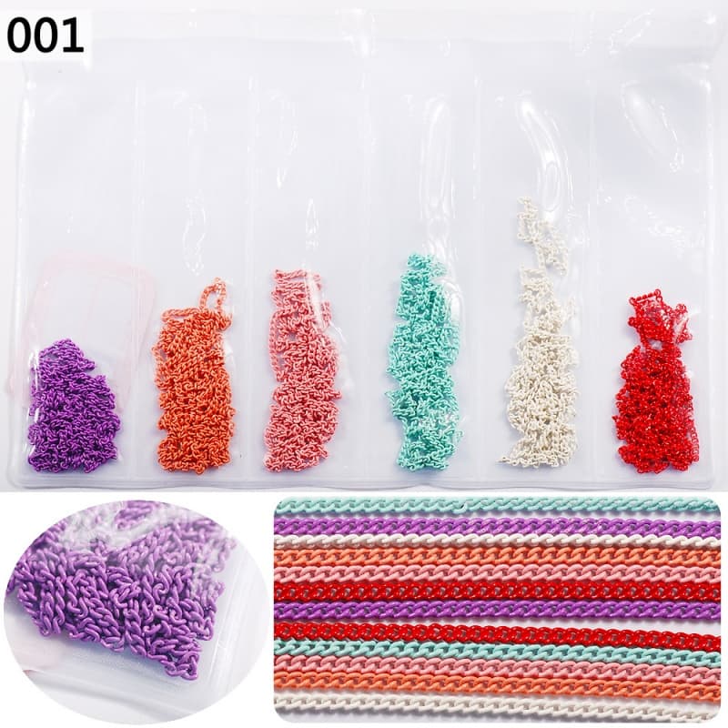6-Grid Bag Candy Color DIY Nail Nail Beauty Chain Beauty Chain Nail Ornament