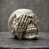 Halloween Totenkopf Figur, Höre Sie Sprich Kein Böses Skelettkopf Statue, Gotische Harz Heimdekoration für Schreibtisch, Bücherregal, Kaminsims, Tischplatte