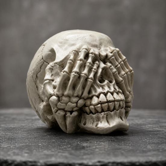 Halloween Totenkopf Figur, Höre Sie Sprich Kein Böses Skelettkopf Statue, Gotische Harz Heimdekoration für Schreibtisch, Bücherregal, Kaminsims, Tischplatte