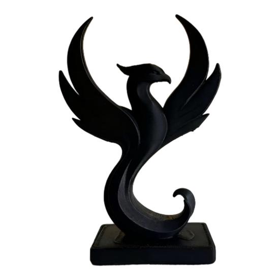 

3D Printed Phoenix Figurine Modern Minimalist Abstract Phoenix Statue Sculpture Desktop Decoration for Home Office Living Room чорний