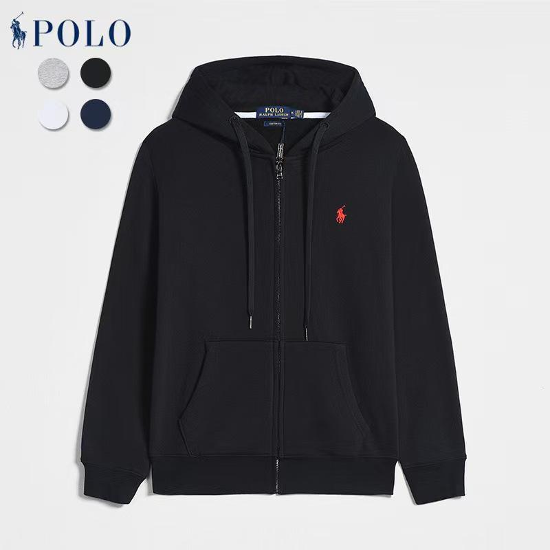 Men's Embroidered Small Horse Zip-Up Hoodie - Casual Long-Sleeved Jacket for Spring and Autumn.