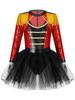 Girls Circus Leotard Set Long Sleeve Sequin Tassel Shoulder Back Zipper Tutu Dress Hat Magic Accessories