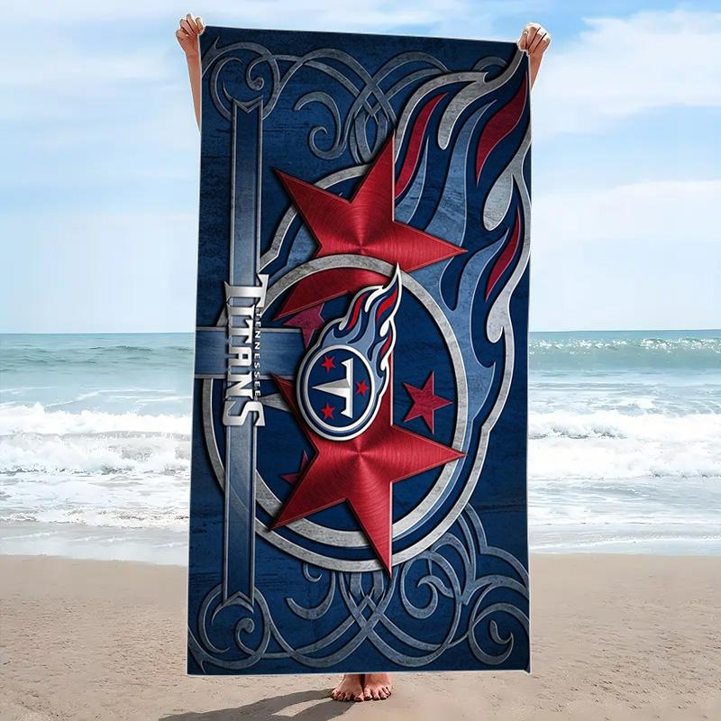 Tennessee Titans Print Beach Towel, Large Soft Quick Dry Towel for Beach Camping Swimming