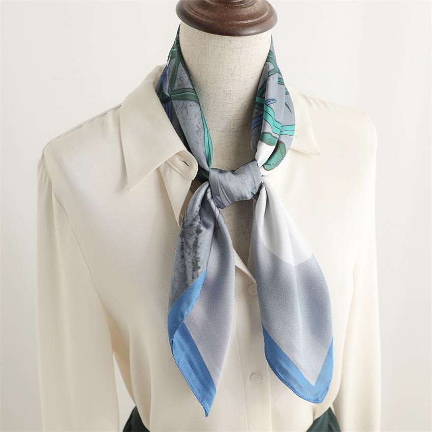 Vintage Peony Flower Silk Scarf Sunscreen Shawl Romantic Orchid Scarf Simulation Silk 71cm Square Scarf Professional Scarf Women