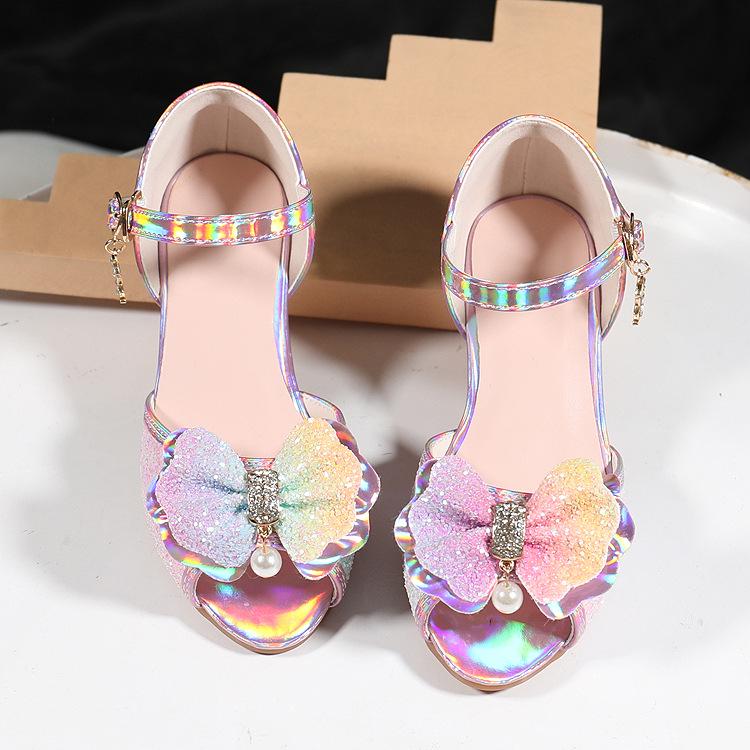 Tocuri de cristal Rainbow Fantasy 2023: Sandale cu fundă prințesă pentru fete
