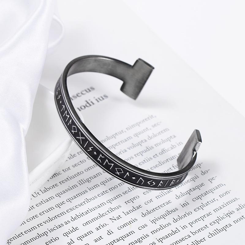 Vintage Viking Rune Open Cuff Bracelet Men's Amulet Jewelry