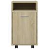 Side Table with Casters Sonoma Oak Finish 33 x 38 x 60 cm