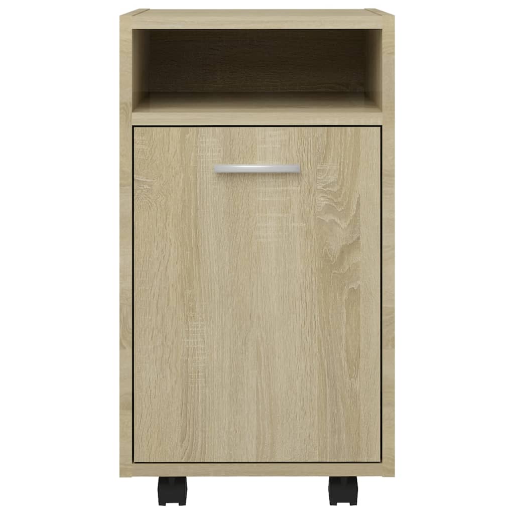 Side Table with Casters Sonoma Oak Finish 33 x 38 x 60 cm