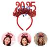 Plastic 2025 Happy New Year Headband Sequin New Year Headdress Cute Christmas Headpiece  Children