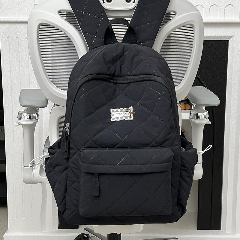 Schoolbag Large Capacity Rhombus Backpack Fashion Japanese Solid Color Casual Fashion Commuter Backpack Girl Student School Bag