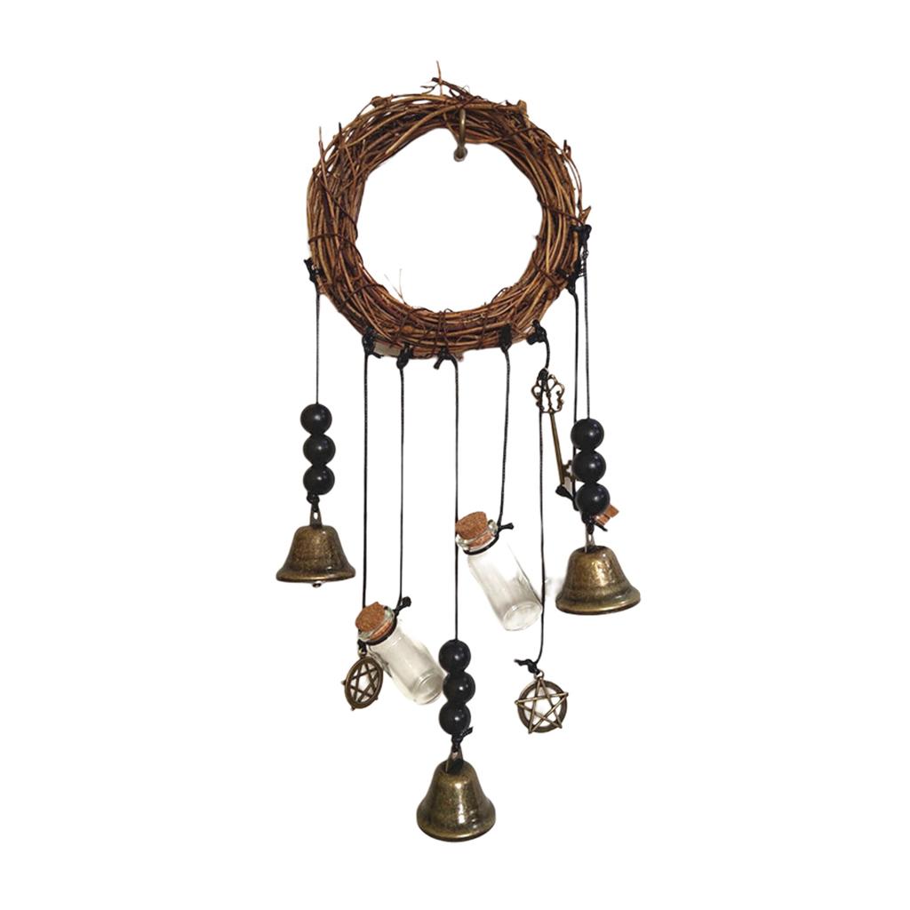 Witch Bell Door Handle Hanger Wiccan Wind Chime Bohemian Home Room Decoration with Protective Features for Indoor Use