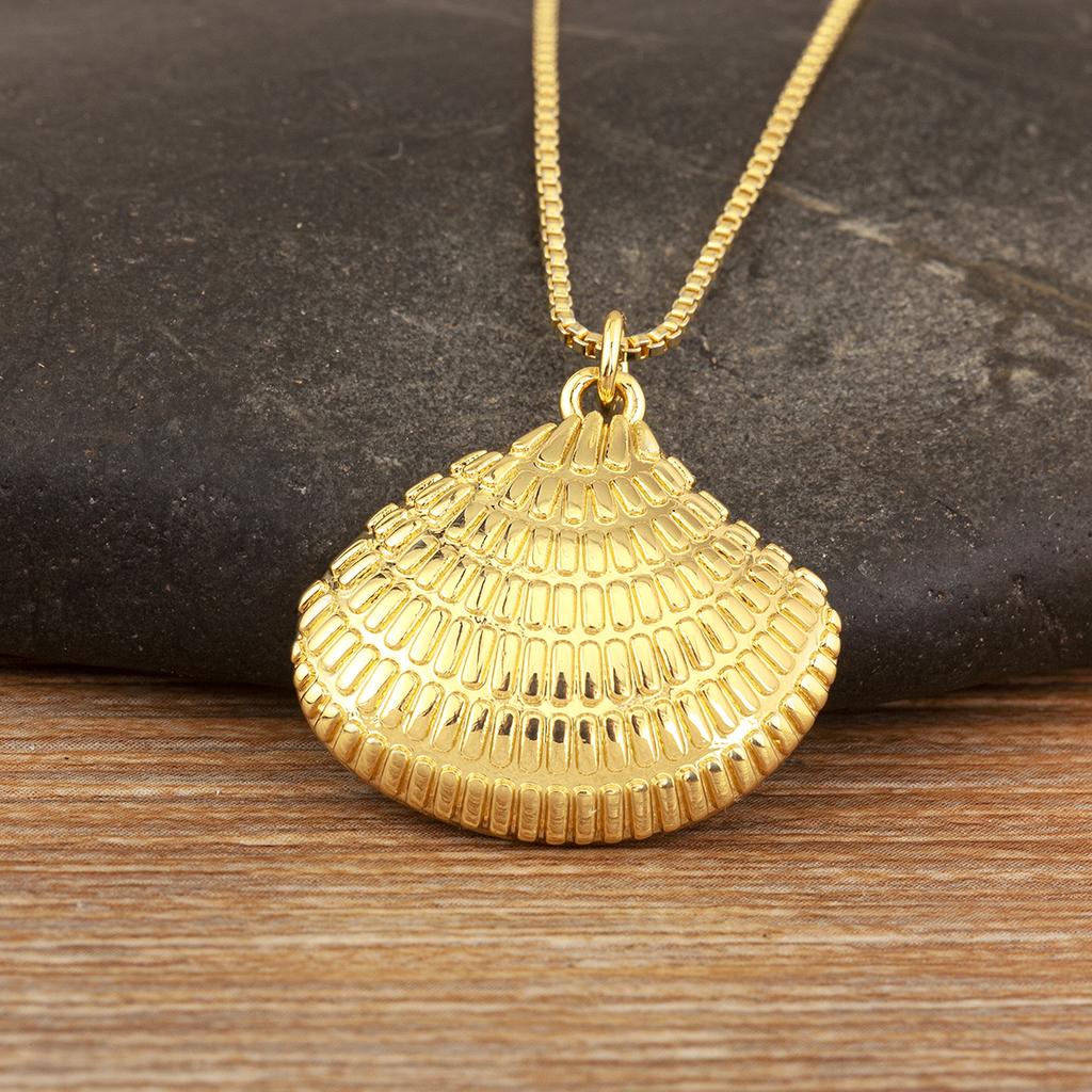 Nidin New Fashion Lucky Shell Shape Inlaid Pearl Crystal Zircon Pendant Necklace For Women Female 4 Styles Choice Jewelry Gifts