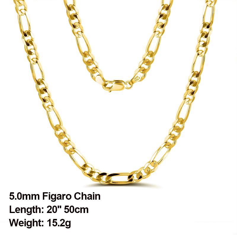 ORSA JEWELS Italian 925 Sterling Silver Diamond-Cut Figaro Chain Necklace S925 Silver Craft Men Women Neck Chains Jewelry SC34