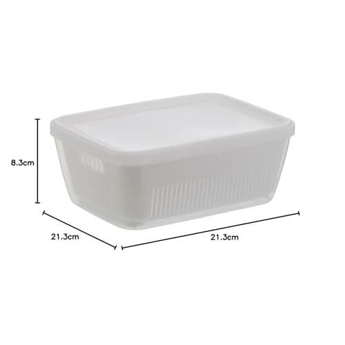 Bestco Antibakterieller und Antiviraler Aufbewahrungsbehälter, Mikrowellenbehälter, 1,8 l, Weiß, MA-3222, Sieb-Set