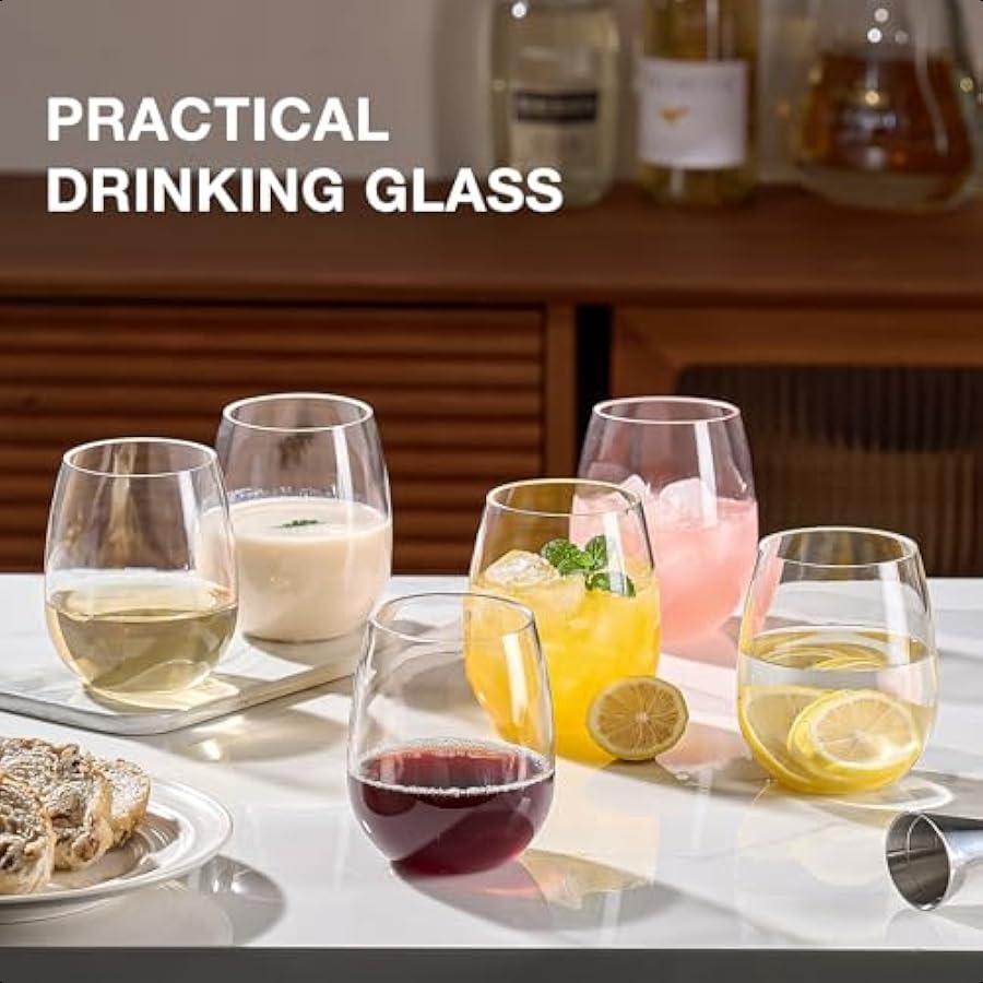 

Небьющиеся бокалы для вина из тритана, набор из 6 штук, 18 унций, бесстебельные бокалы для вина, пластиковые стаканы без БФА, многоразовая питьевая посуда, идеально United States