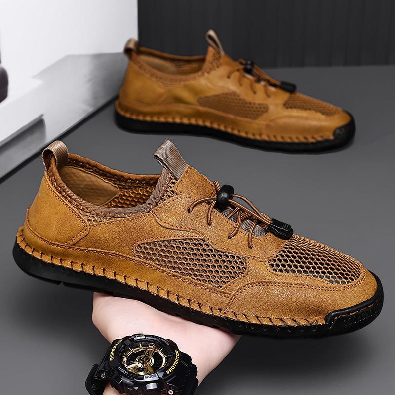 Fashion Retro Style Men's Summer Mesh Sneakers Breathable Casual Shoes Outdoor Running Tennis Hiking Ubber Soled Male Treking Footwear