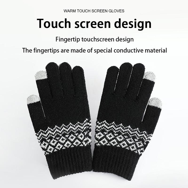 Gants Tricotés Chauds d'Hiver Gants Tricotés à Écran Tactile pour Téléphone Mobile Gants Chauds Épais d'Hiver pour Cyclisme et Équitation Gants Adultes pour Hommes et Femmes