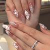 24Pcs Full Cover False Nail Rhinestone Fake Nail Vintage Nail Tips  Women