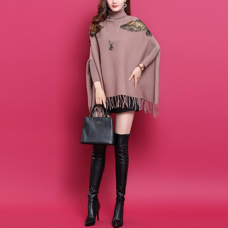 

Ранняя весна, свободный свитер в ленивом стиле для женской одежды, осенний новый вязаный свитер средней длины с вышивкой орла, трендовый нижний свитер One Size хаки