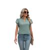 Sommer Damen T-Shirt V-Ausschnitt Rüschen Fly Ärmel lose Kurzarm Top