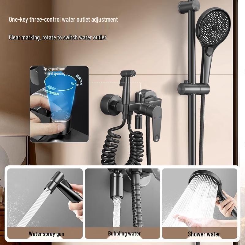 German Style Brass Wall-Mounted Shower Set with Hand Spray