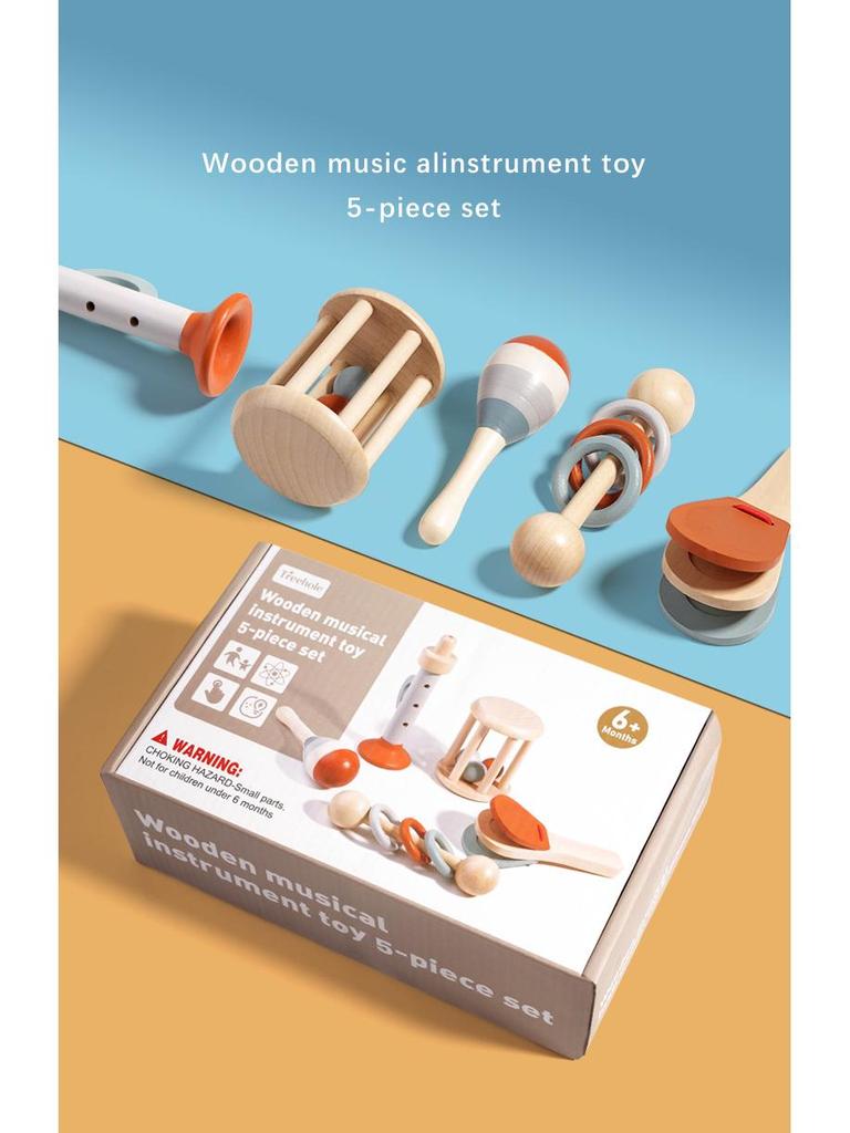 Orff Baby Wooden Hand Rattle - Infant Soothing Crib Toy for Early Education