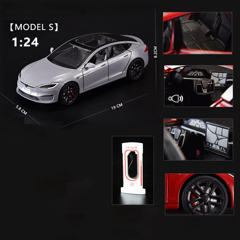 1:24 Model X Model Y Tesla Model 3 Alloy Die Cast Toy Car Model Sound and Light Children's Toy Collectibles Birthday Gift