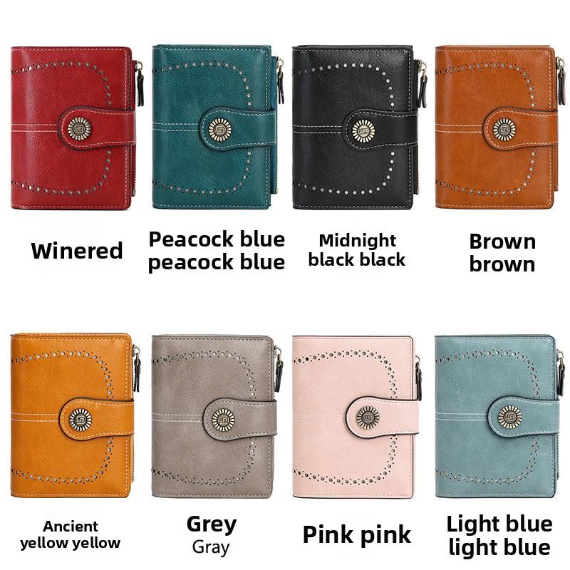 RFID Anti-theft Brush Wallet, Short Zipper Wallet, Large Capacity Women's Change Purse