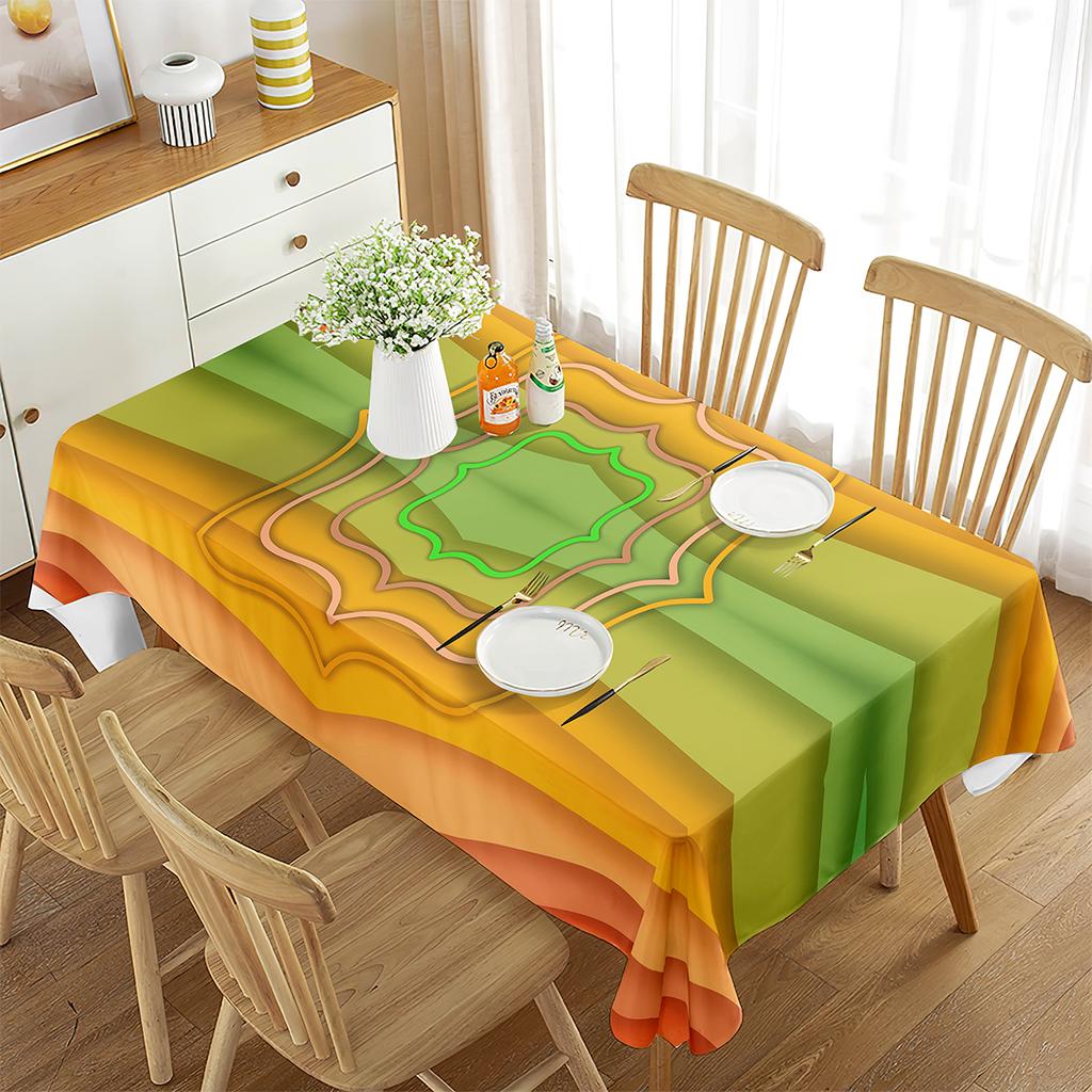 Striped Tablecloth for Rectangle Tables, Abstract Geometric Stripe Polyester Geometric Table Cloth for Kitchen Dining Room