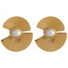Yhpup Charm Fan Imitation Pearl Flowers Stainless Steel Hyperbolic Fashion Big Stud Earrings Trendy Personality Jewelry Women