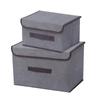 Foldable Dustproof Linen-Style Storage Box with Lid for Clothes and Sundries