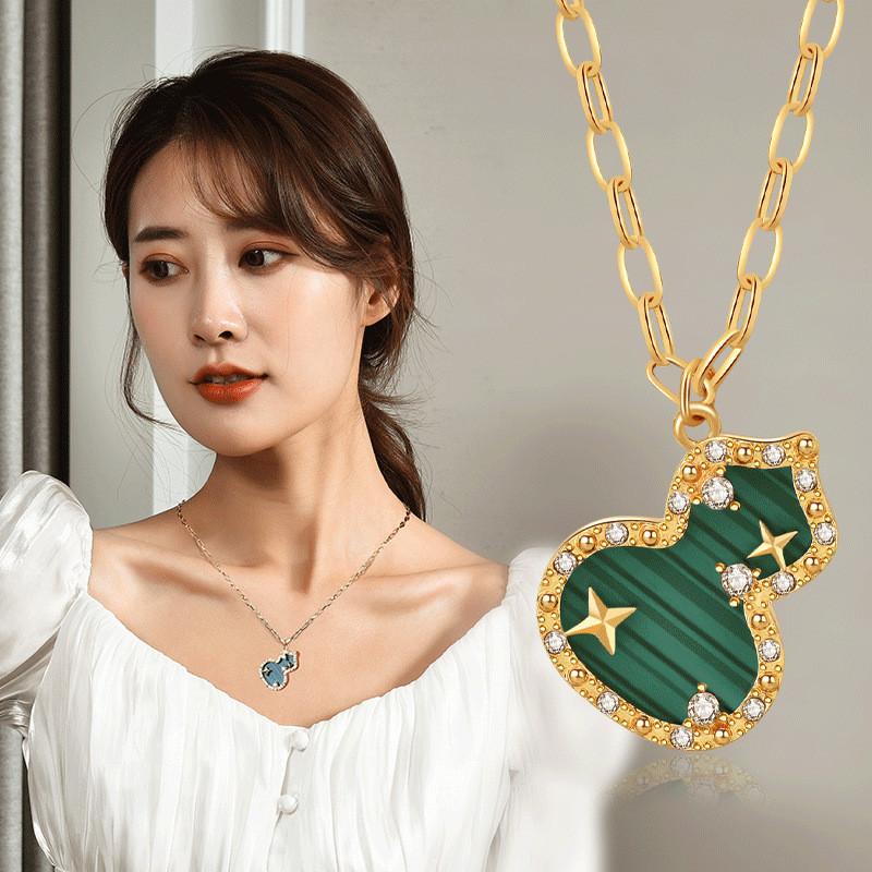 Stunning Titanium Steel Starry Gourd Necklace For Men And Women With Elegant Design