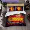 Ensemble de literie 3 pièces motif football Espagne Housse de couette douce en microfibre avec taies d'oreiller pour chambre à coucher
