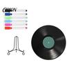 Hand Painted Vinyl Art Record DIY Graffiti Clock Ornament, Blank Acrylic Retro Tabletop Wall Decorations Decor with Stand, Reusable Personalized