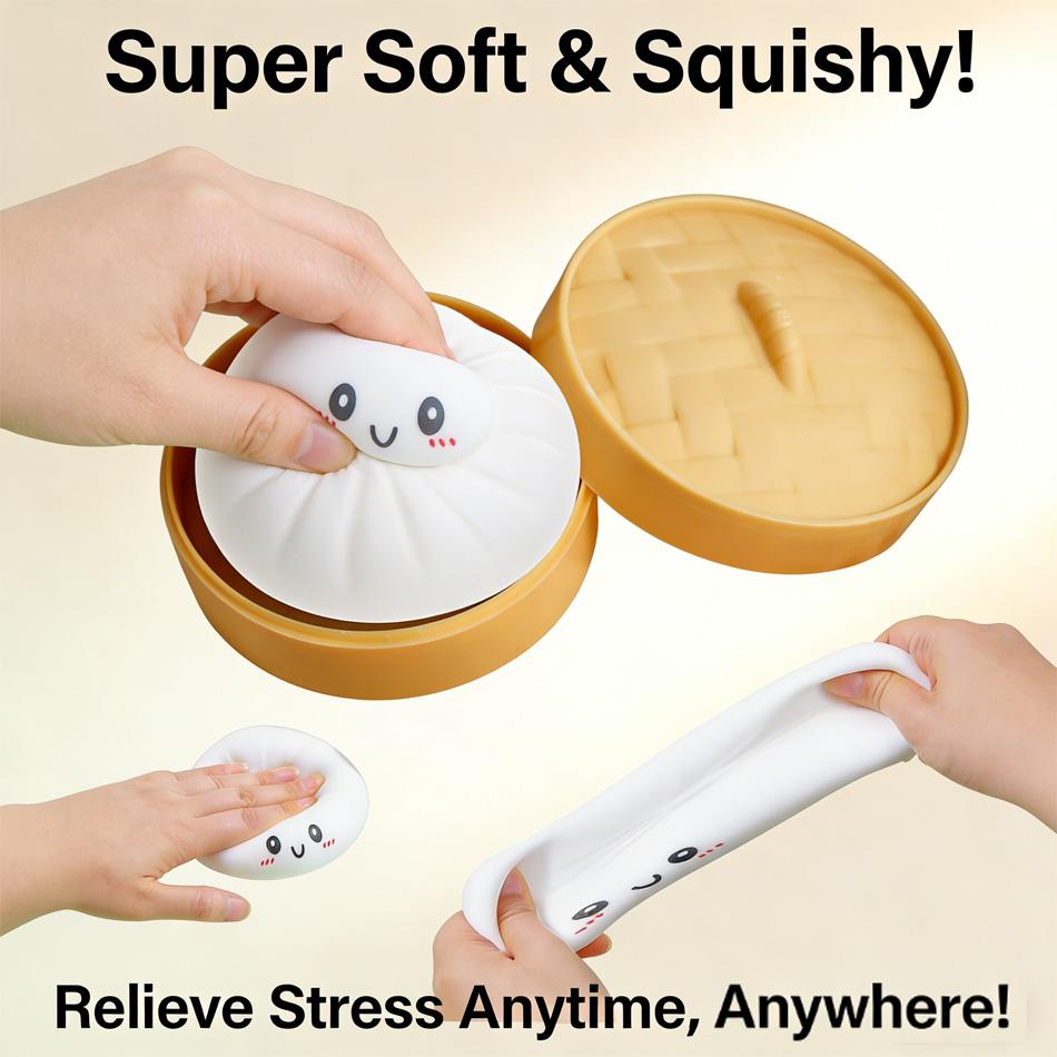 Giocattolo Squishy Raviolo Glitterato Pan Baozi Raviolo Scatola Misteriosa Cibo Colorato Squishy Giocattolo Sensoriale Fidget Pallina Antistress da Spremere