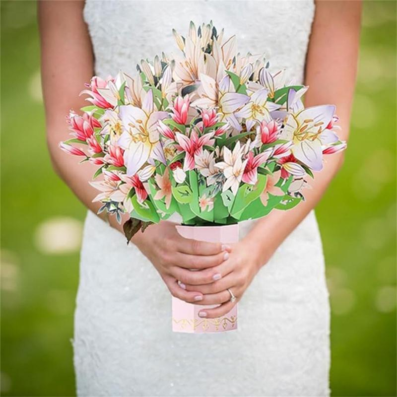 Mother Day Greetings Card Flower Bouquet Popup Card,Birthday Card,Gift Cards For Valentines Day,Graduation, Anniversary