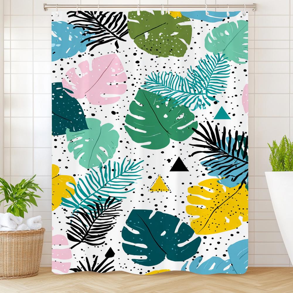 Vintage Botanical Print Floral Shower Curtain, Bathroom Decorative Shower Curtain, Waterproof Shower Curtain with Hooks