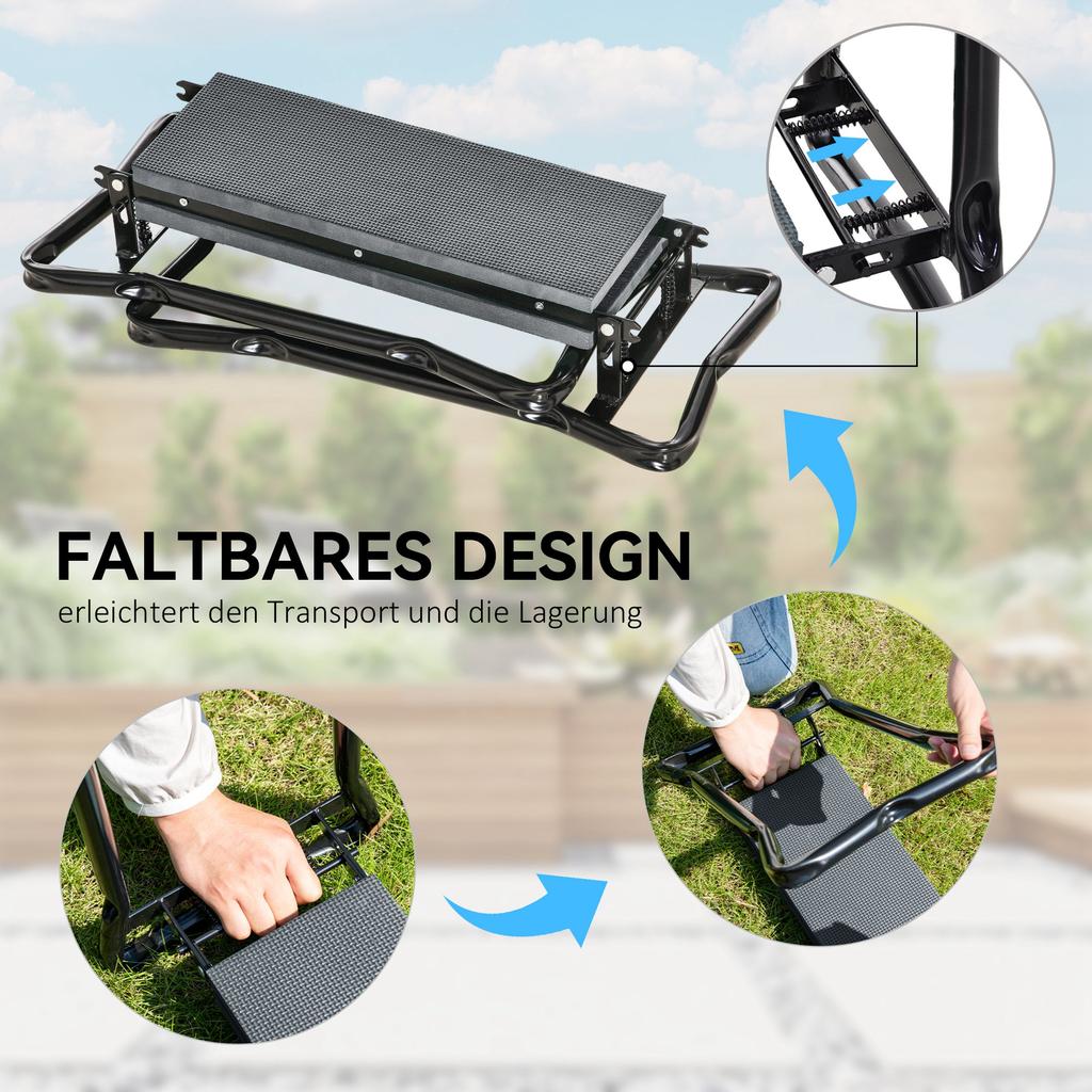 Steel Frame Padded Garden Kneeler, with Tool Bag - Grey