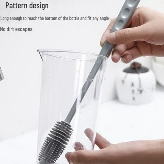 Multi-Purpose Silicone Long Handle Brush for Cleaning Cups, Teapots, and Bottles