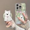 Cute Animal Magnetic Stent Suitable for Apple 15 Feather Yarn Mobile Phone Case 14PRO Full-inclusive Lens Film 13/12