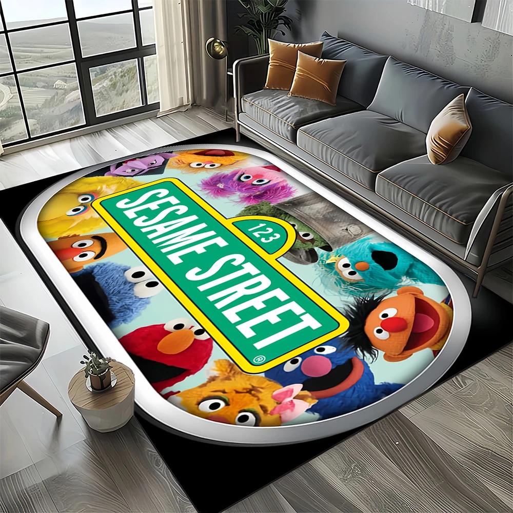 2025 New Style Sesame Street Cartoon TV Carpet Rug for Living Room Bedroom Home Sofa Decoration,Kids Play Non-slip Floor Mat