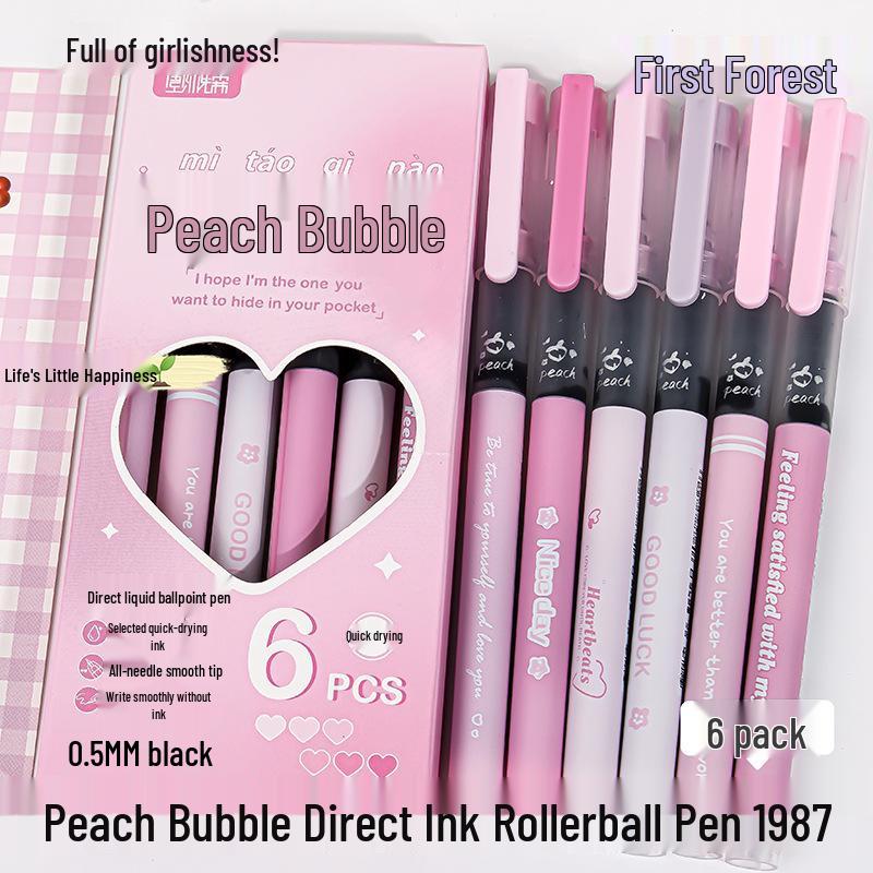 

Macaron Color Quick-Dry 0.5mm Rollerball Pen - Large Capacity, Black Ink 0.5mm Needle Black Refill