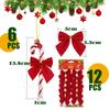 Colofalla - WET00594 - 6PCS Cannes De Bonbons Avec 12PCS Noeuds De Ruban Rouge Decorations Ornements De Sapin De Noel Cadeau